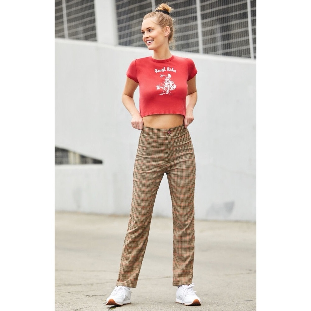 Brandy Melville John Galt Brown Plaid Kim Pants